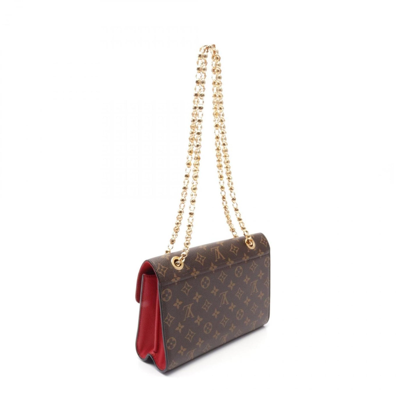 Louis Vuitton Brown Cerise Red Color Coated Canvas Leather Shoulder Bag