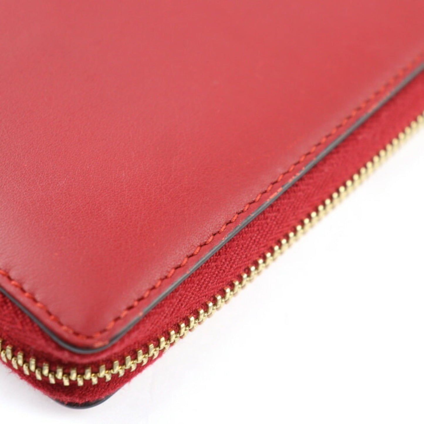 Gucci Red Color Leather Long Wallet (Bi-Fold)
