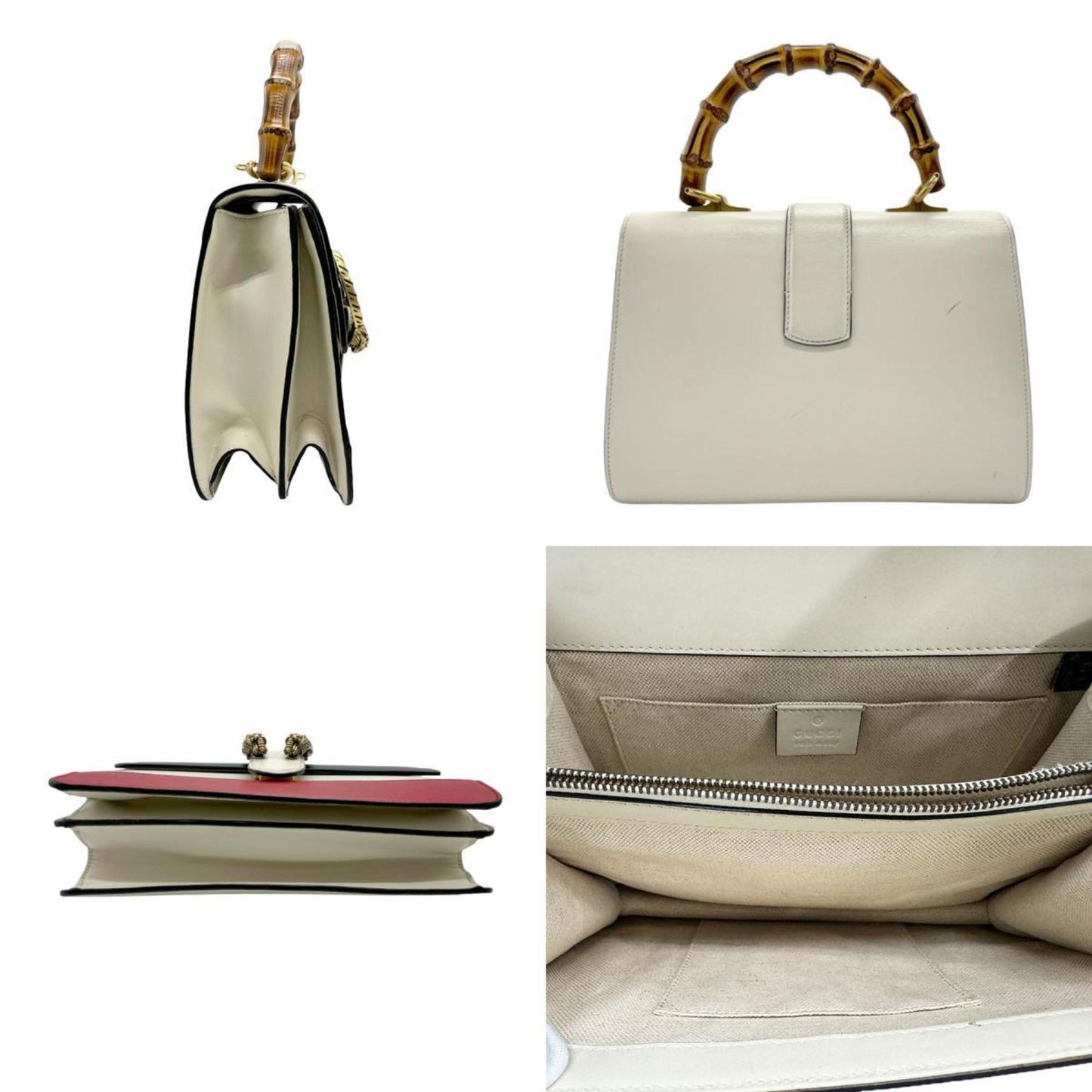 Gucci Navy Off-White Red Color Leather Handbag Shoulder Bag