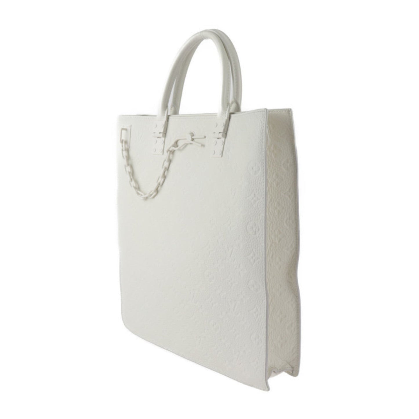 Louis Vuitton White Leather Handbag Shoulder Bag Tote Bag