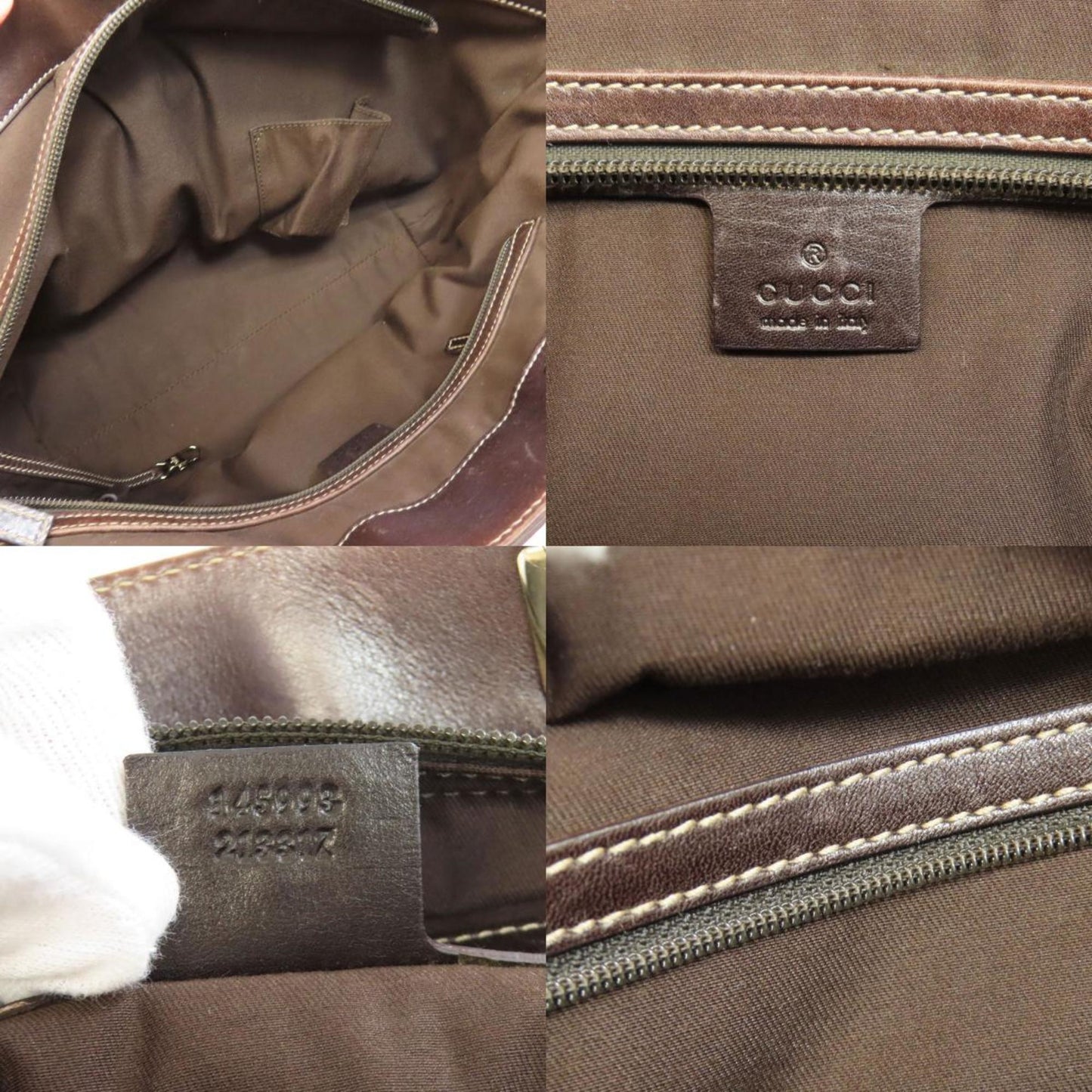 Gucci Brown Canvas Leather Tote Bag