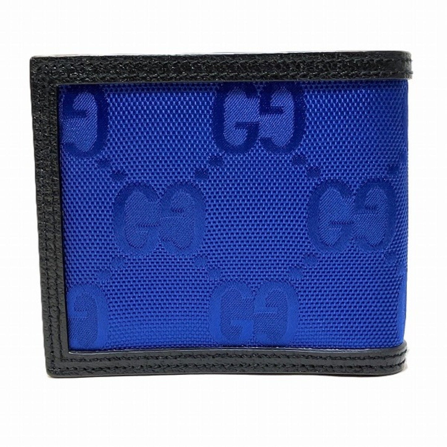 Gucci Black Blue Leather Nylon Wallet (Tri-Fold)