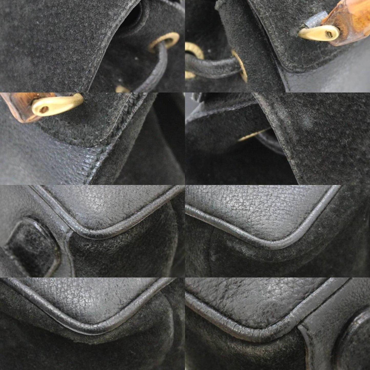 Gucci Bamboo Black Suede Leather Backpack
