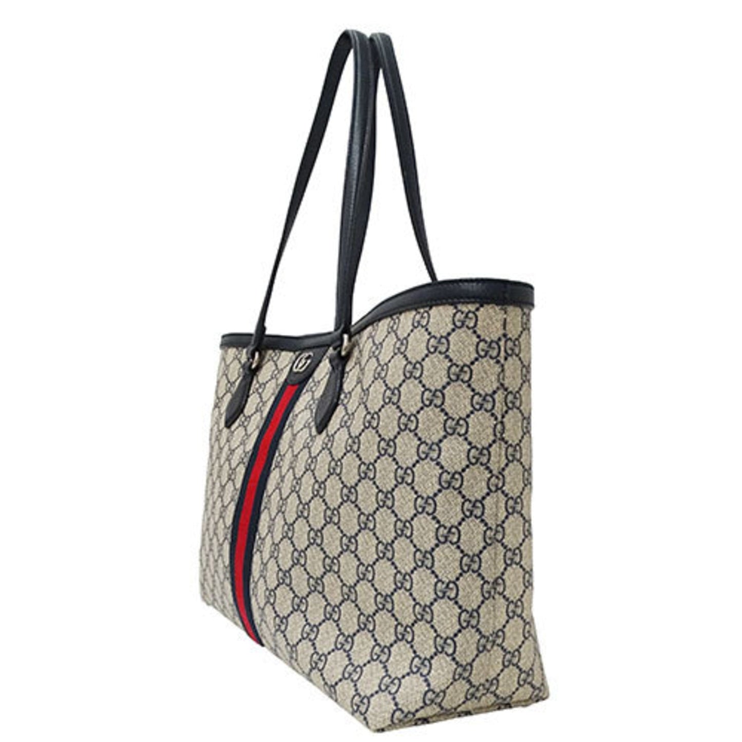 Gucci Ivory Navy Gg Supreme Tote Bag