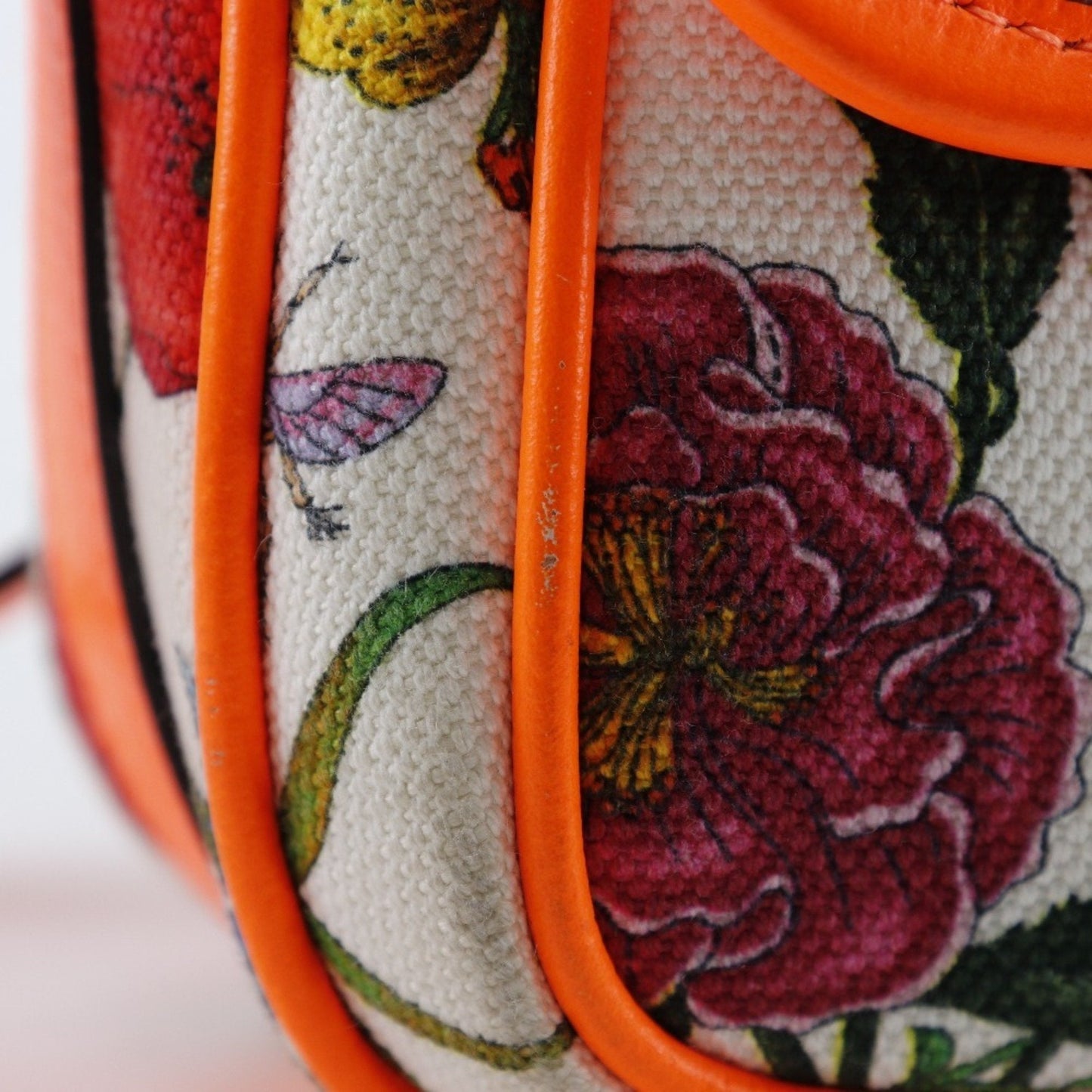 Gucci Orange Canvas Leather Shoulder Bag