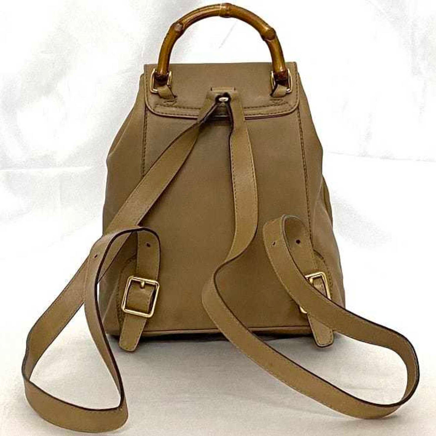Gucci Beige Leather Bamboo Backpack