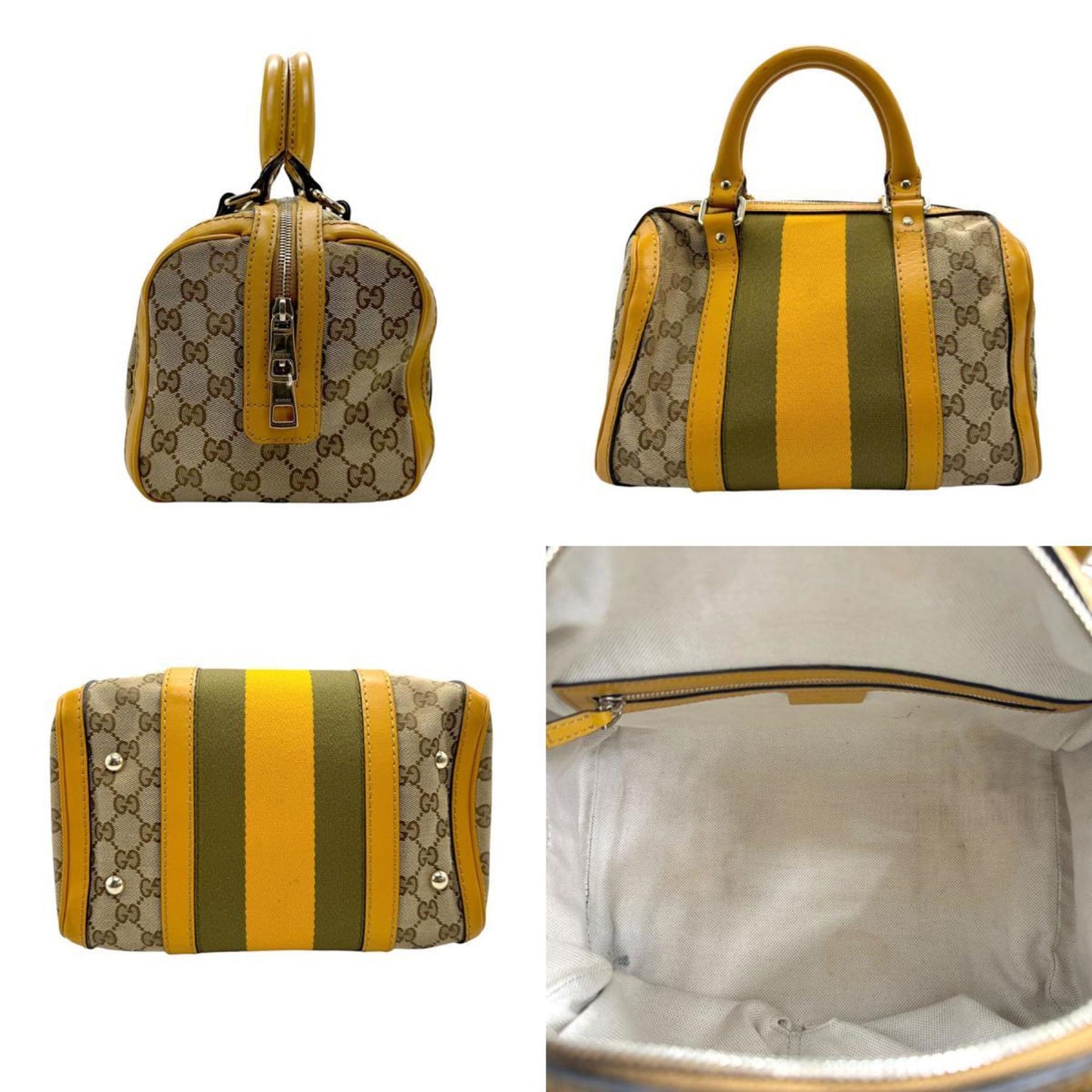 Gucci Beige Brown Khaki Yellow Gg Canvas Leather Handbag Shoulder Bag