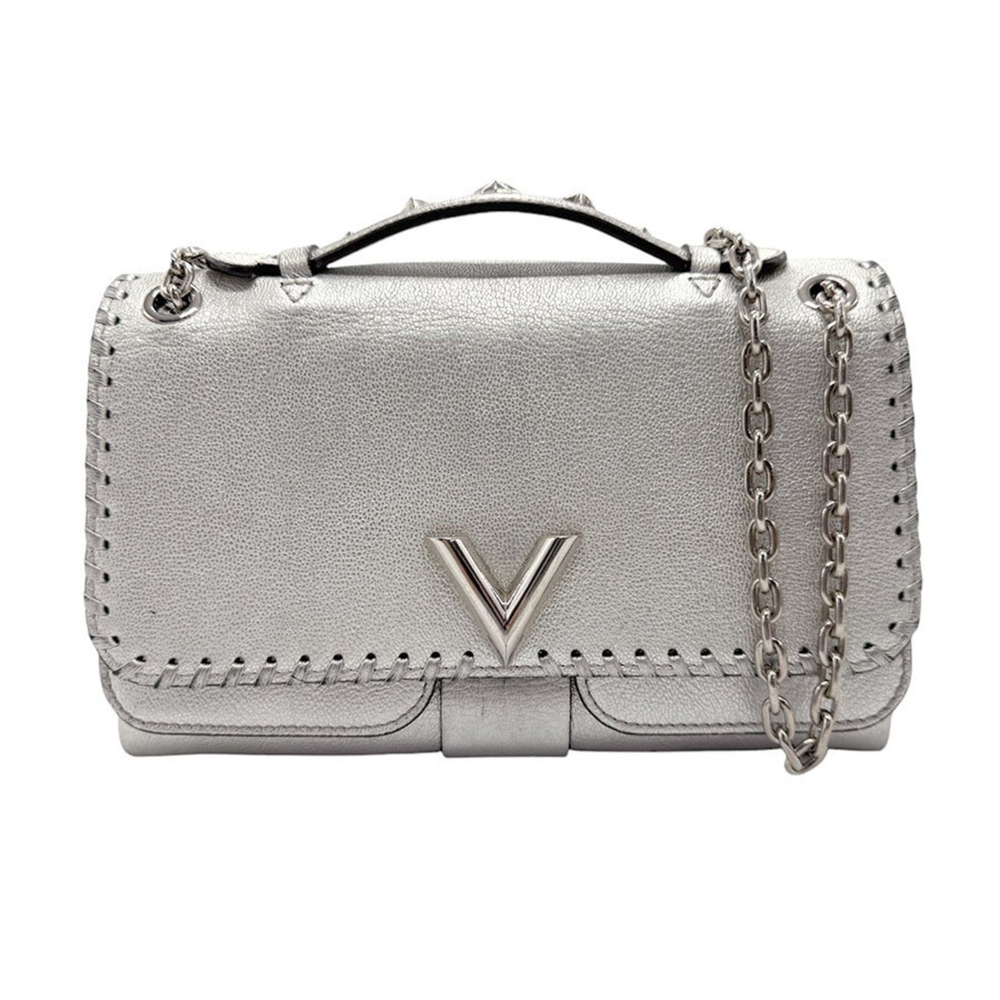 Louis Vuitton Silver Leather Handbag Shoulder Bag ()