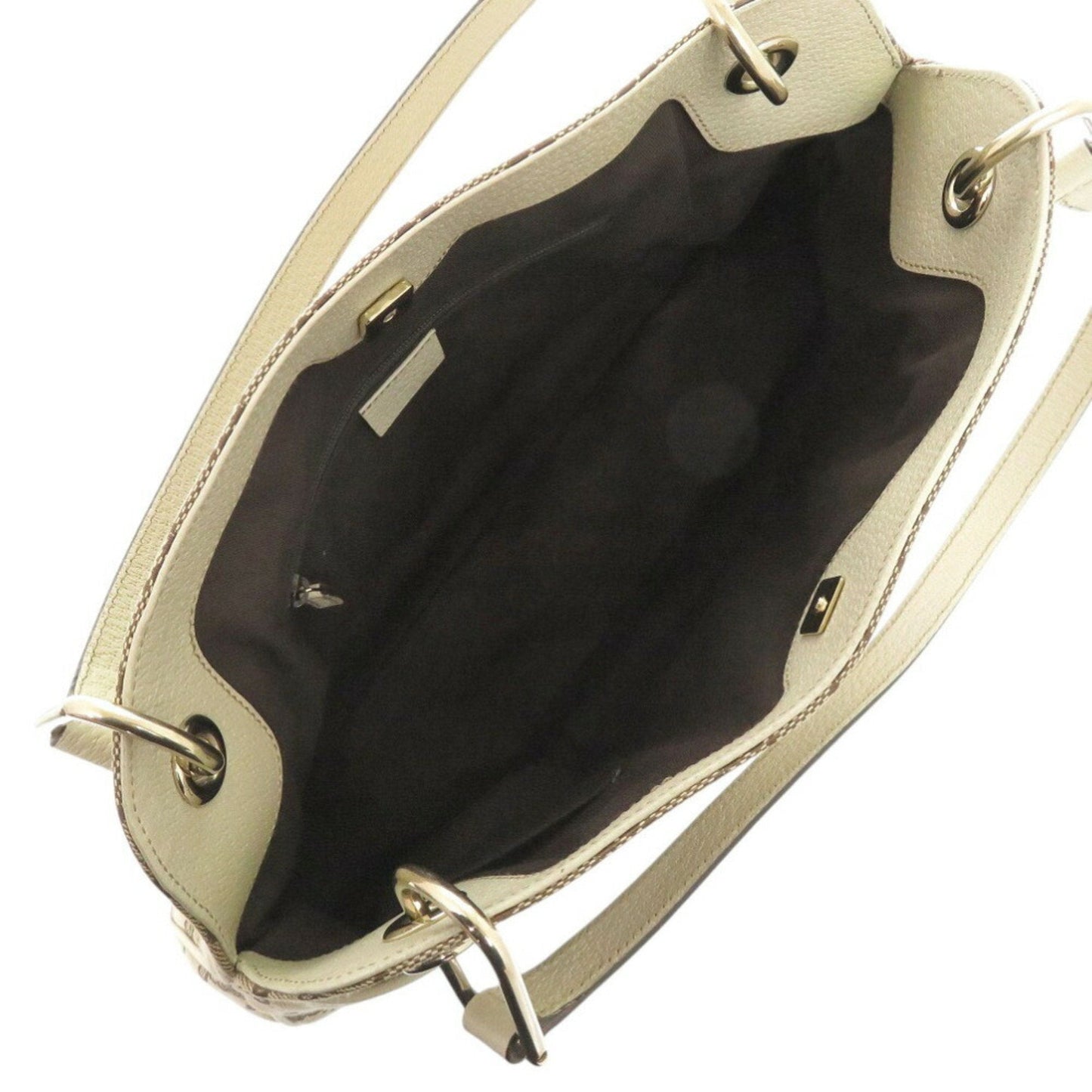 Gucci Beige White Gg Canvas Leather Tote Bag