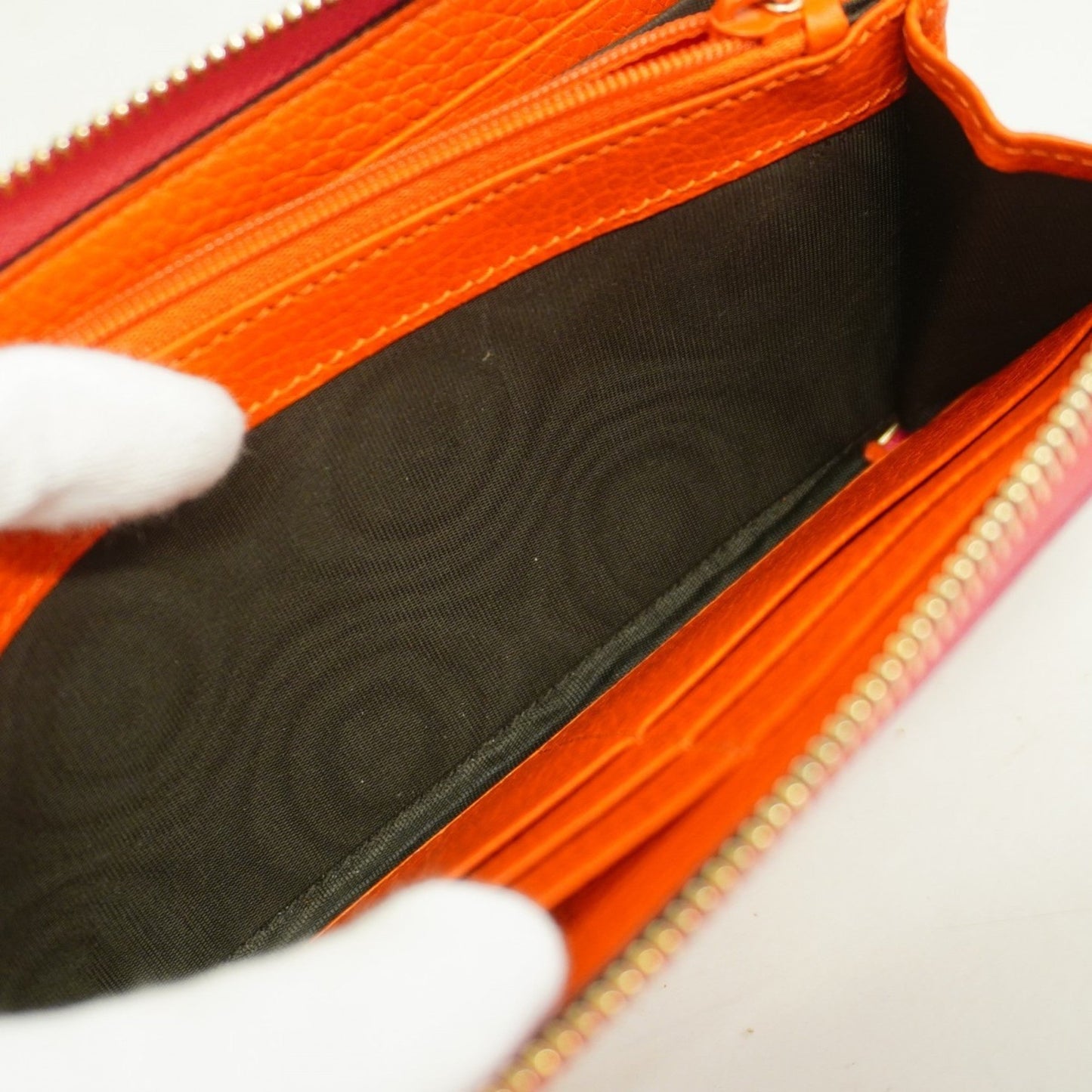 Gucci Orange Pink Leather Long Wallet (Bi-Fold)