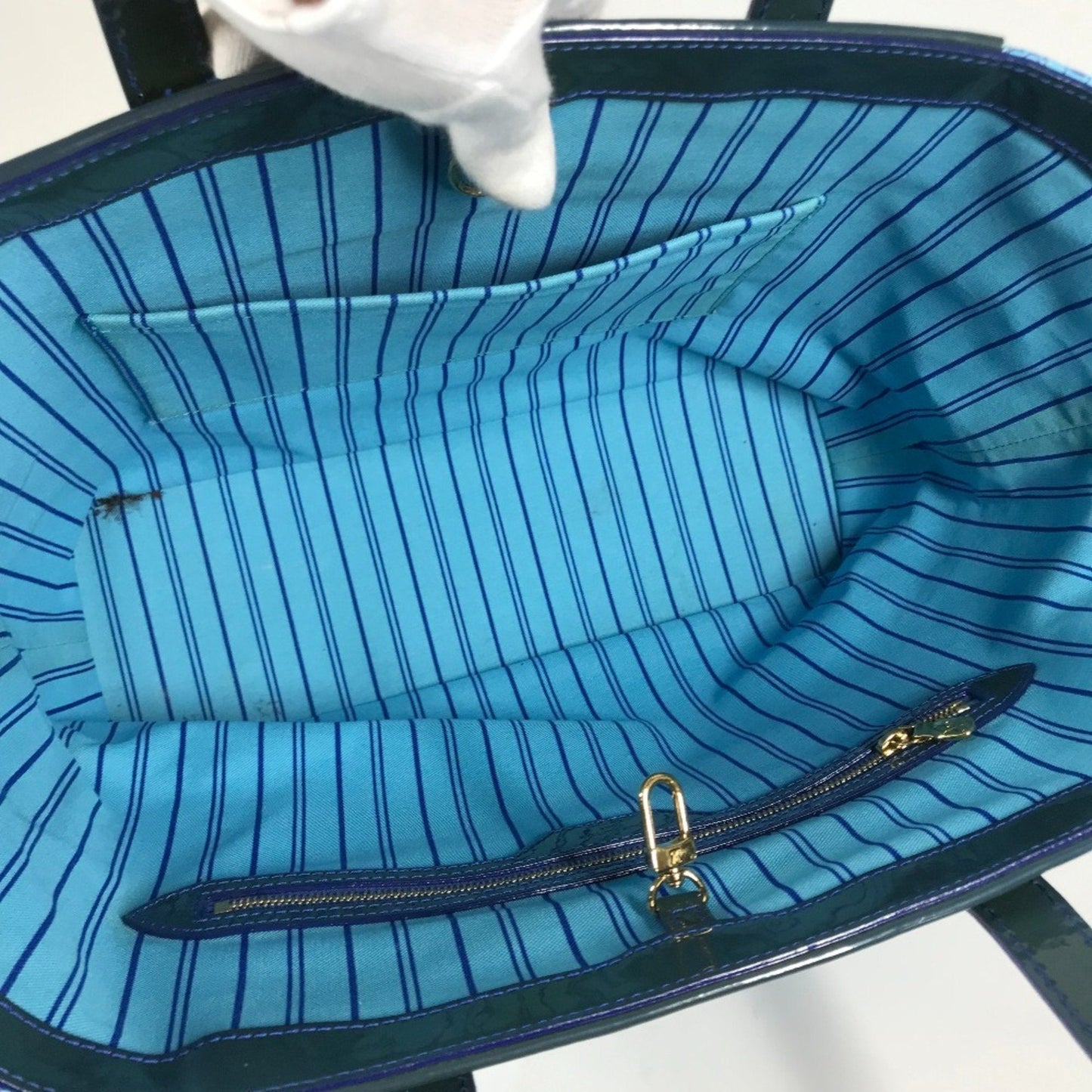 Louis Vuitton Blue Pvc Leather Shoulder Bag Tote Bag