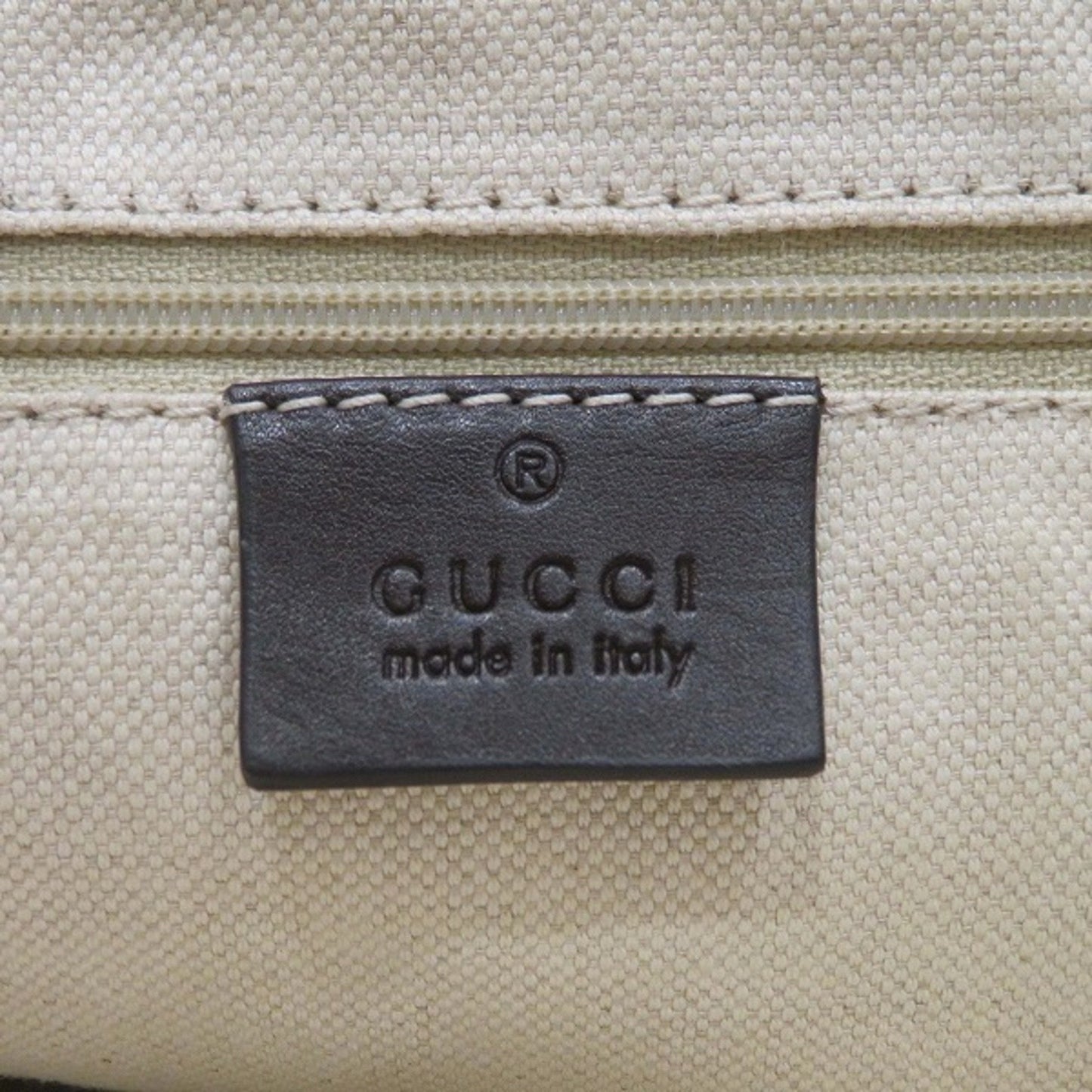Gucci Beige Dark Brown Canvas Leather Shoulder Bag Tote Bag