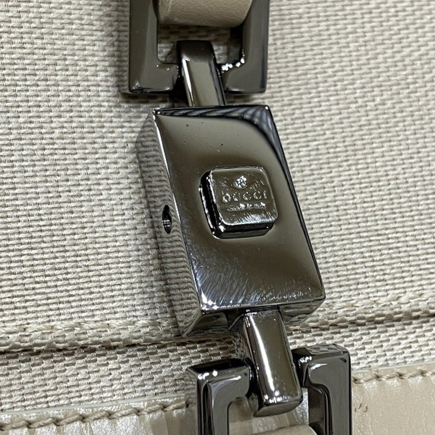 Gucci Jackie Beige Canvas Leather Shoulder Bag