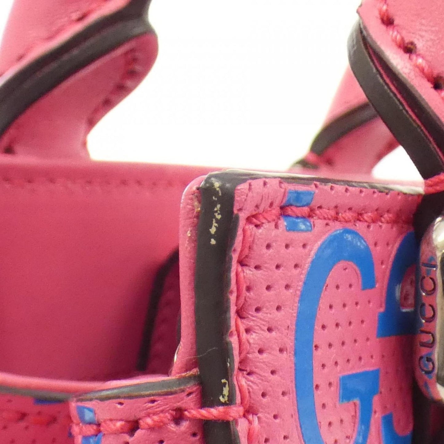 Gucci Blue Pink Embossed Handbag