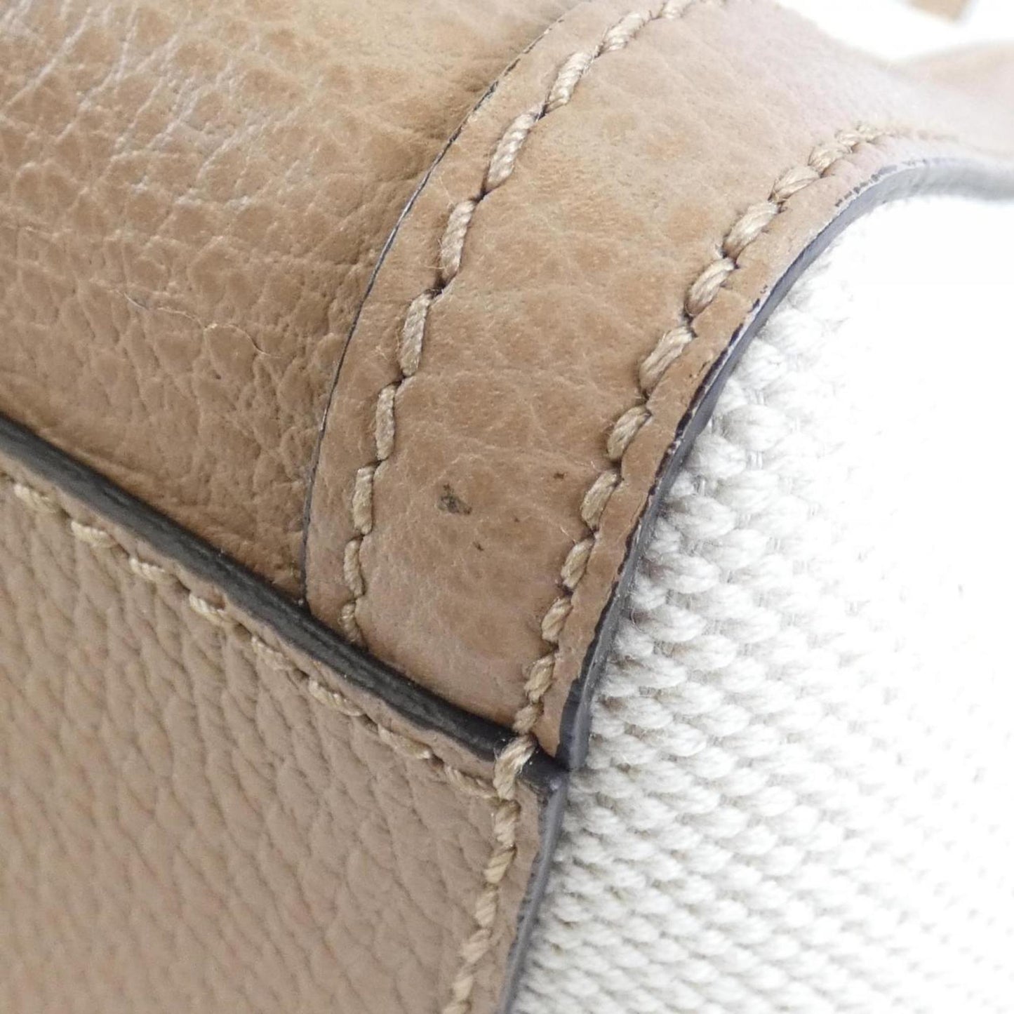 Gucci Beige Canvas Leather Tote Bag