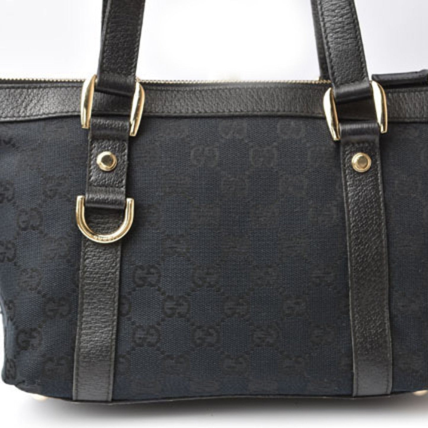 Gucci Black Canvas Leather Handbag