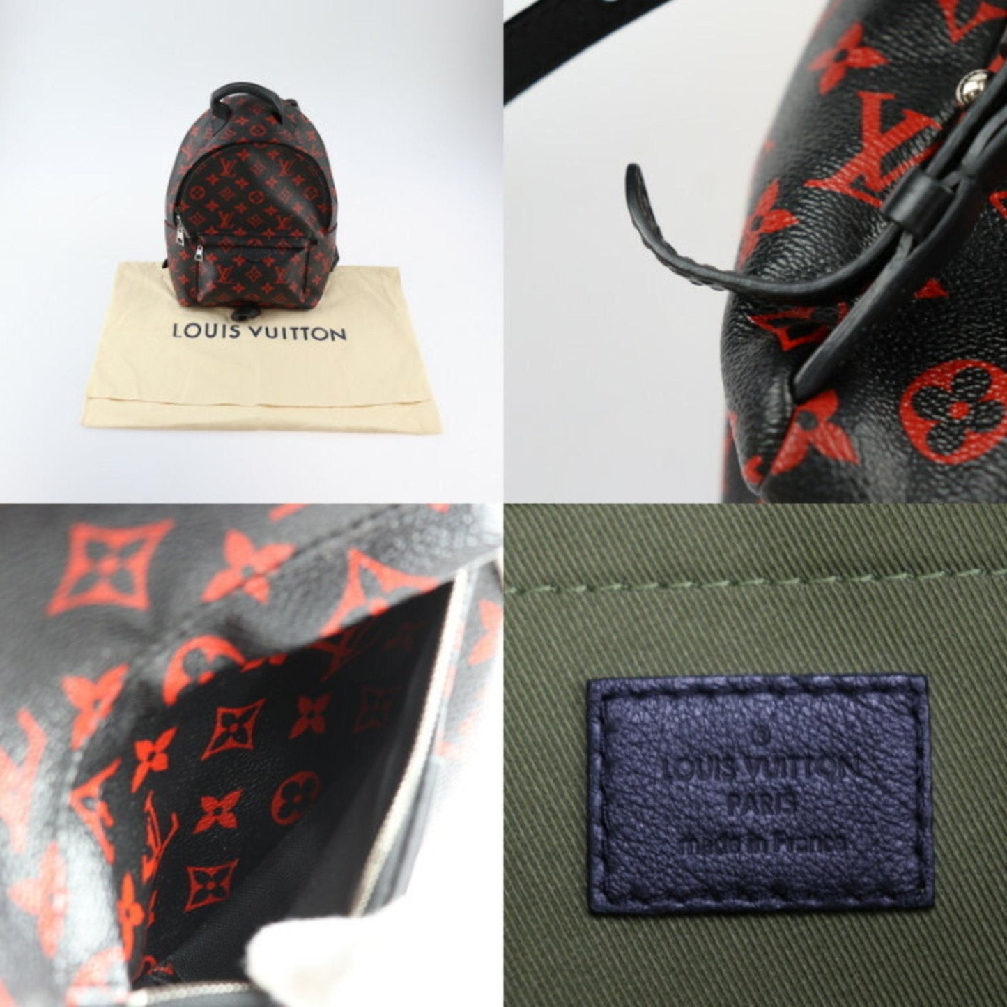 Louis Vuitton Black Monogram Red Color Monogram Backpack Handbag
