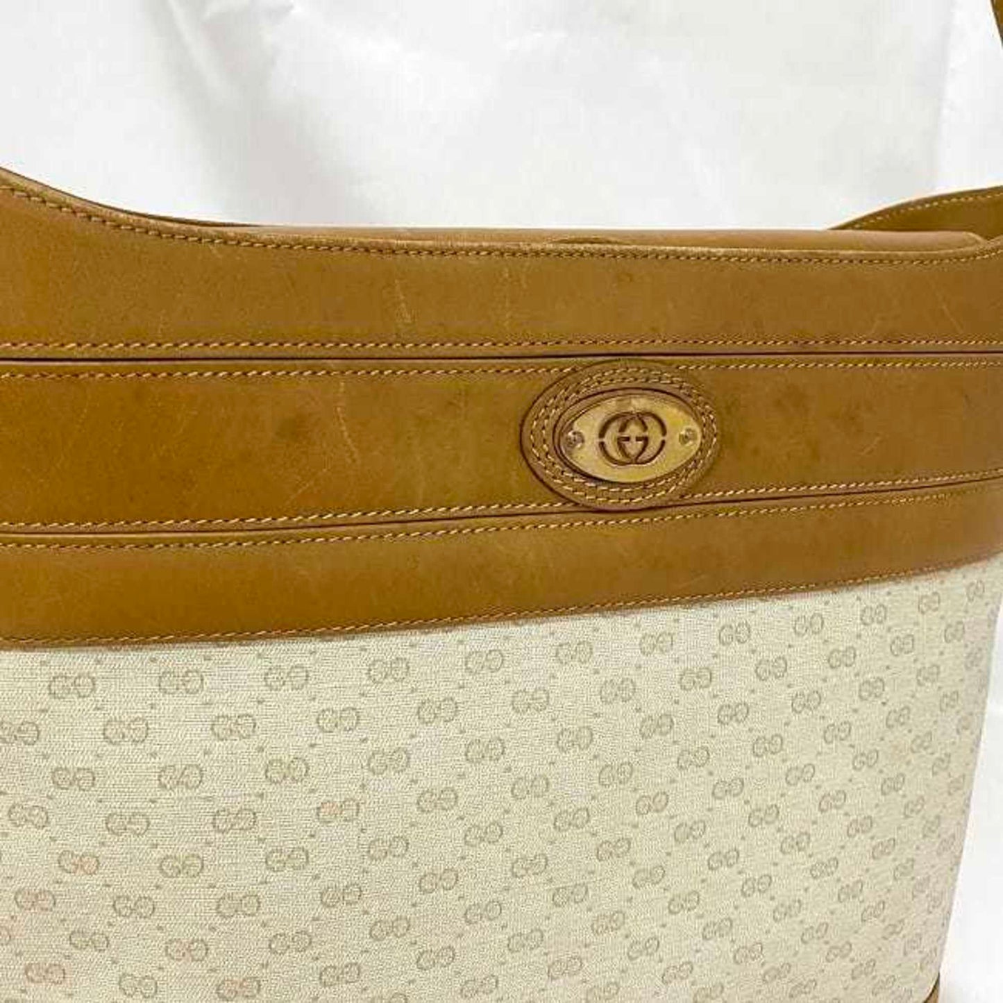 Gucci Beige Brown Pvc Leather Shoulder Bag