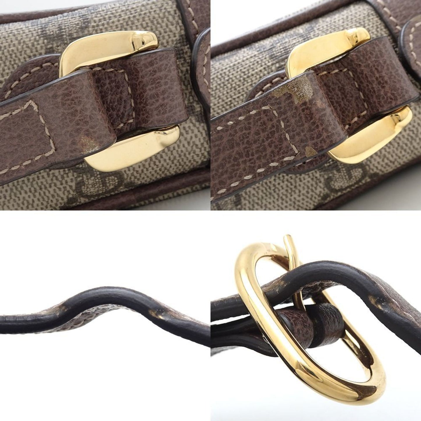 Gucci Beige Gg Supreme Canvas Leather Shoulder Bag
