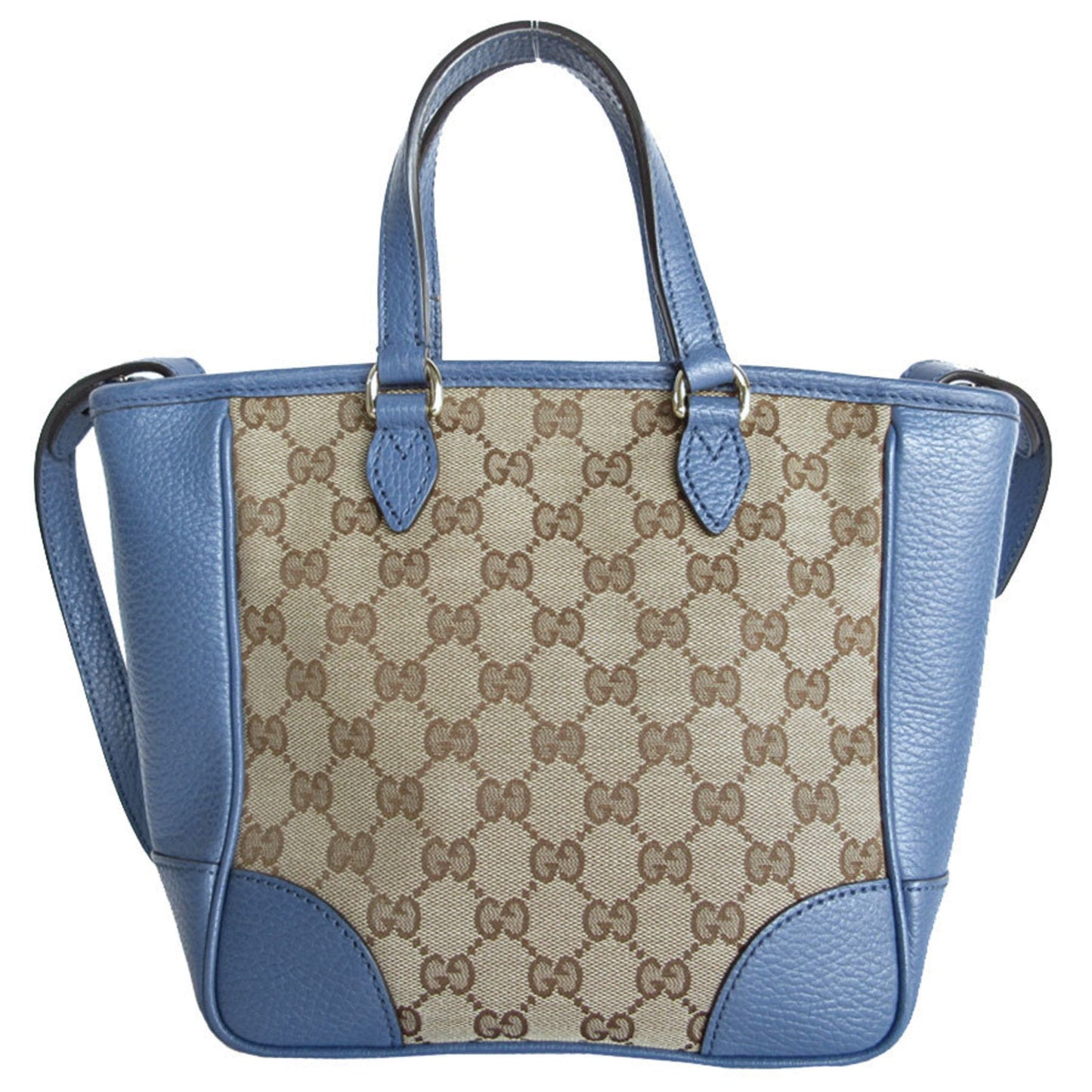 Gucci Beige Brown Blue Canvas Leather Handbag Shoulder Bag