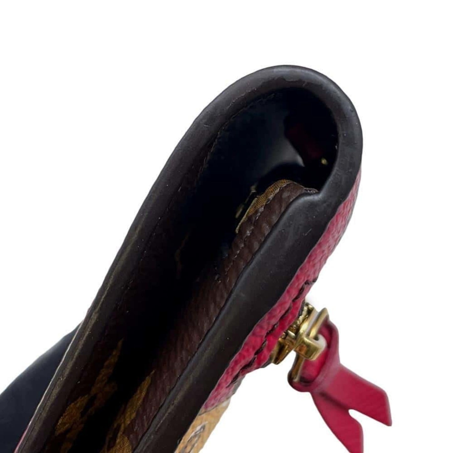 Louis Vuitton Brown Fuchsia Pink Monogram Chain/Shoulder Wallet