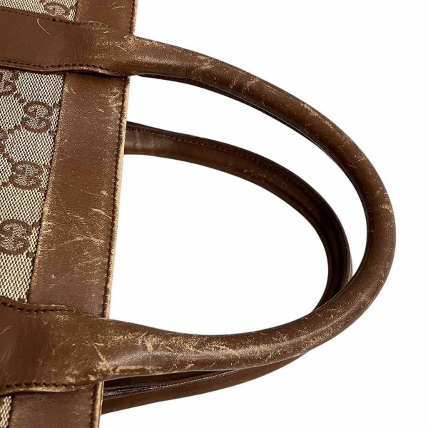 Gucci Beige Brown Gg Canvas Leather Tote Bag