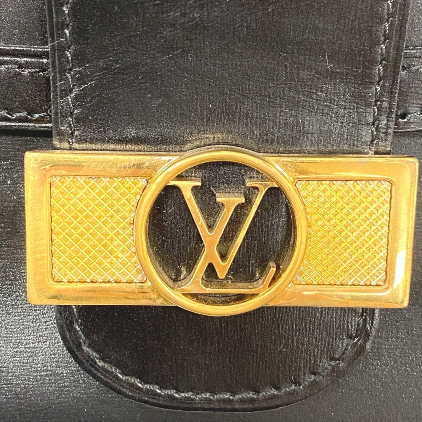 Louis Vuitton Black Gold Leather Shoulder Bag