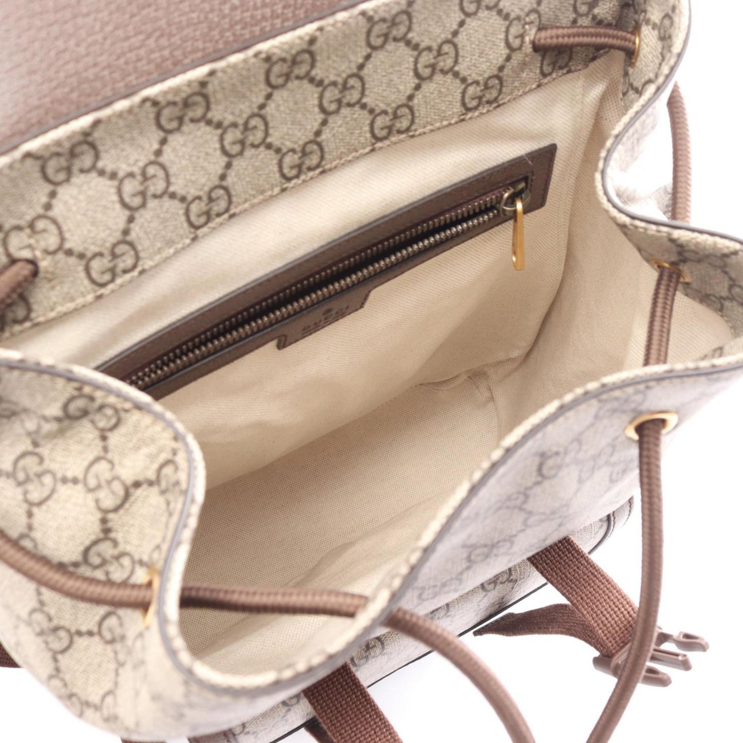 Gucci Beige Brown Multi-Color Pvc Coated Canvas Leather Backpack