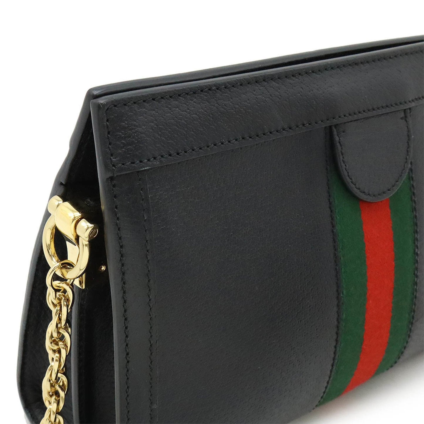 Gucci Black Green Red Color Leather Shoulder Bag