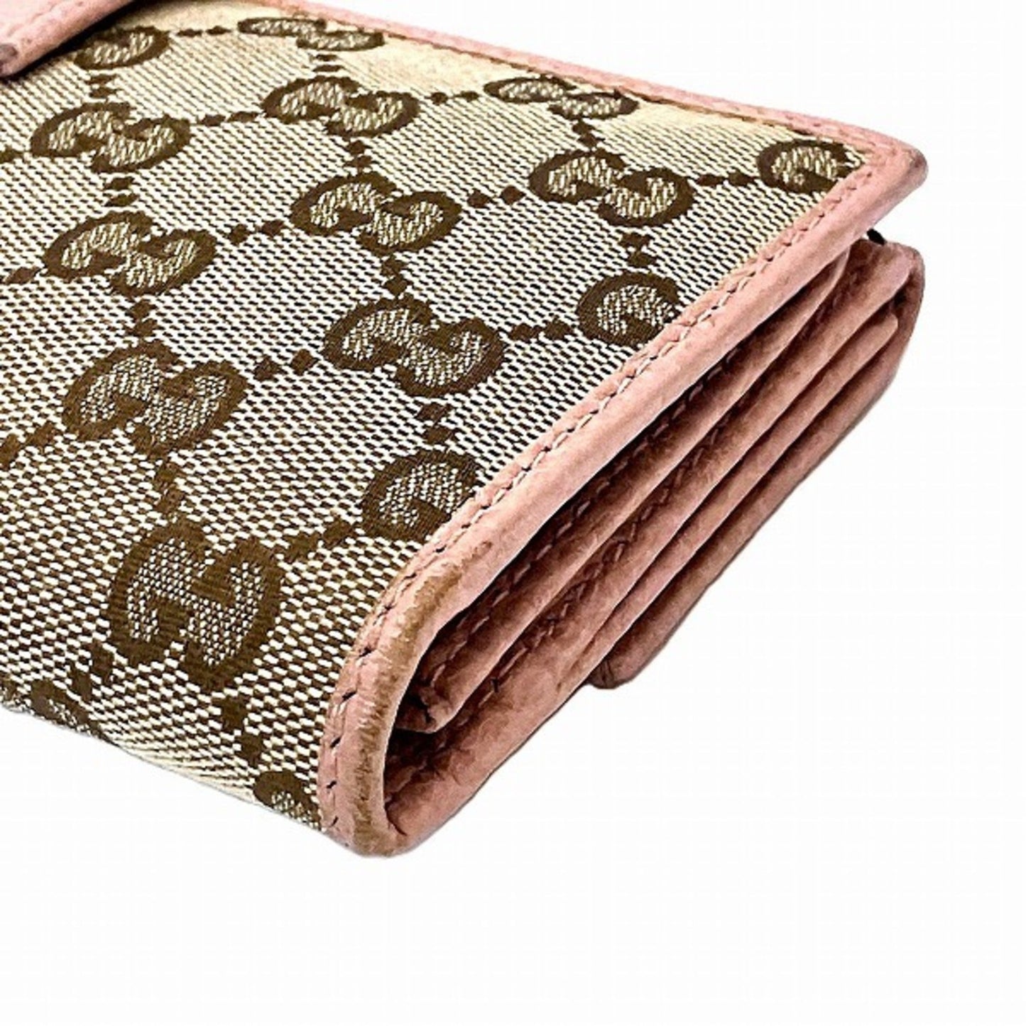 Gucci Brown Pink Gg Canvas Leather Coin Purse/Coin Case