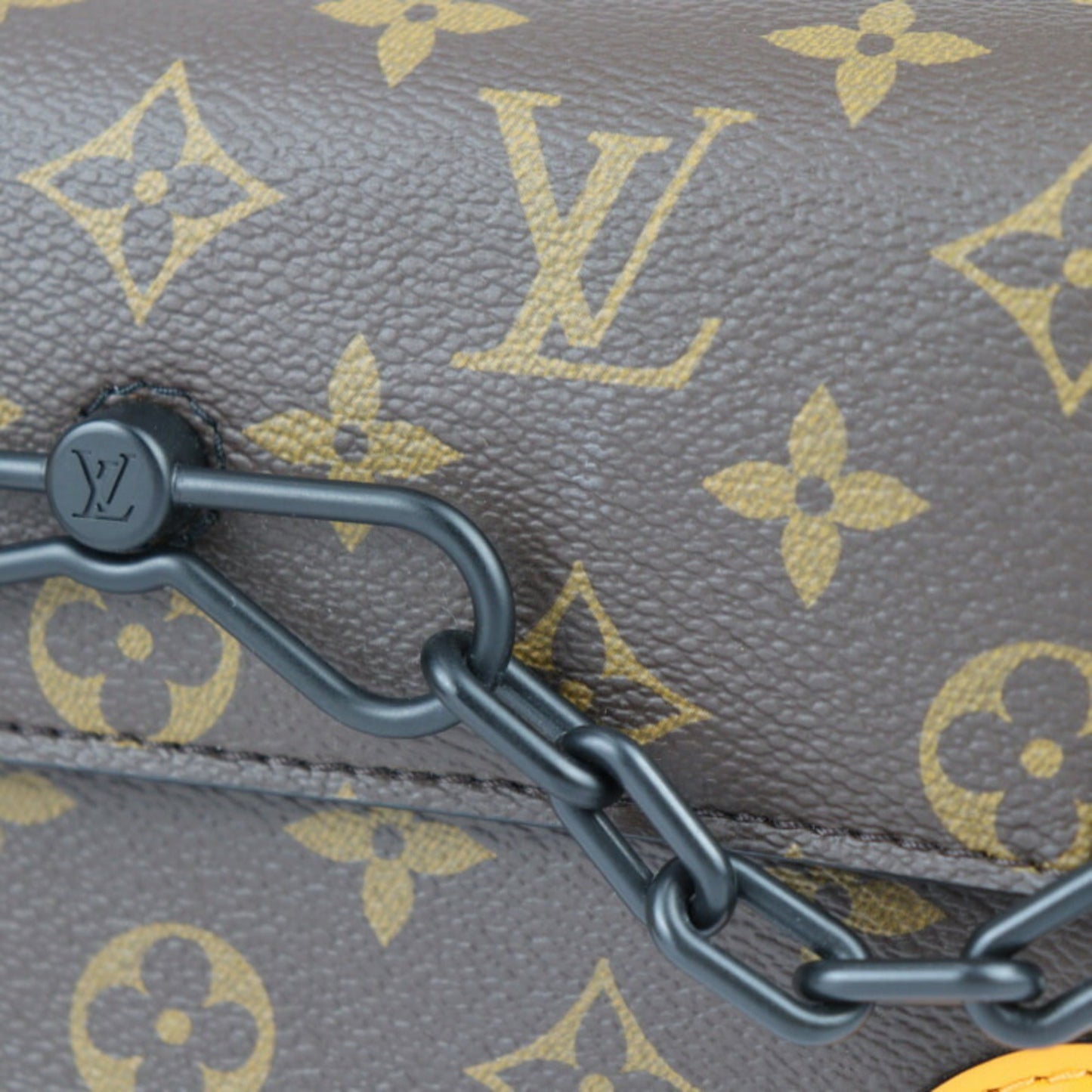 Louis Vuitton Black Brown Orange Monogram Canvas Leather Pochette Shoulder Bag