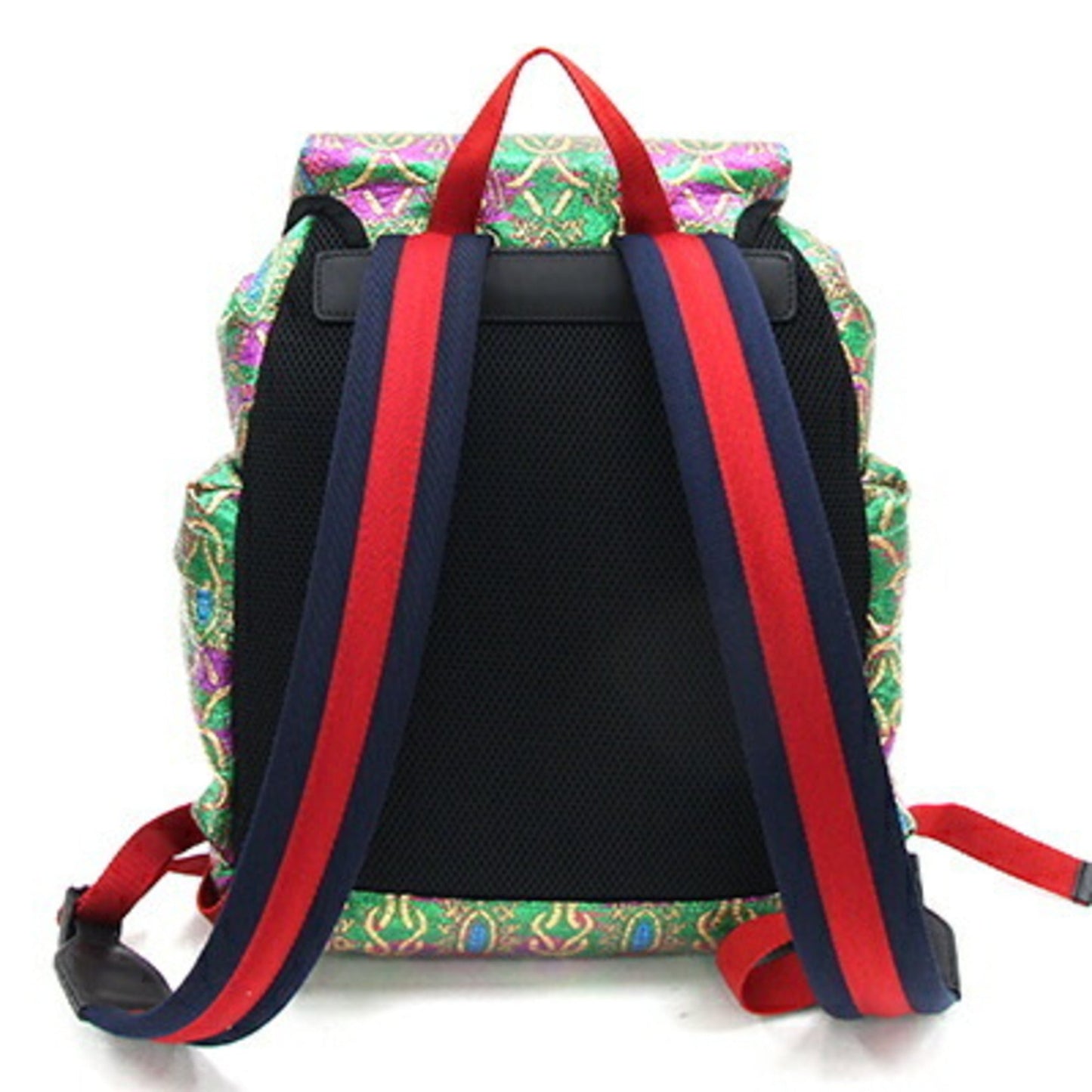 Gucci Green Multi-Color Coated Canvas Leather Backpack