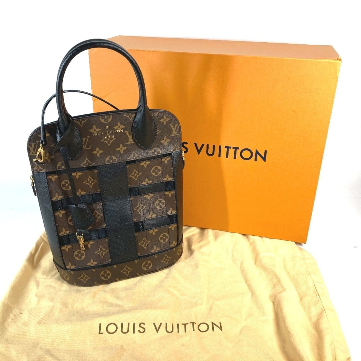 Louis Vuitton Black Brown Monogram Shoulder Bag Tote Bag