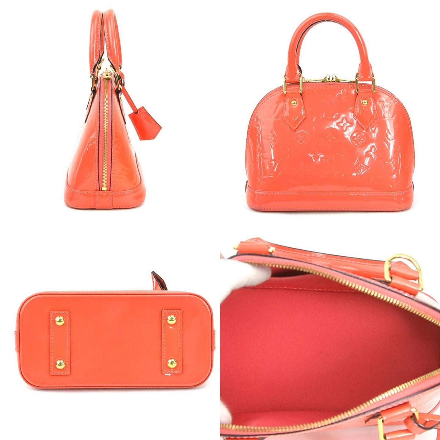 Louis Vuitton Pink Orange Patent Leather Handbag Shoulder Bag