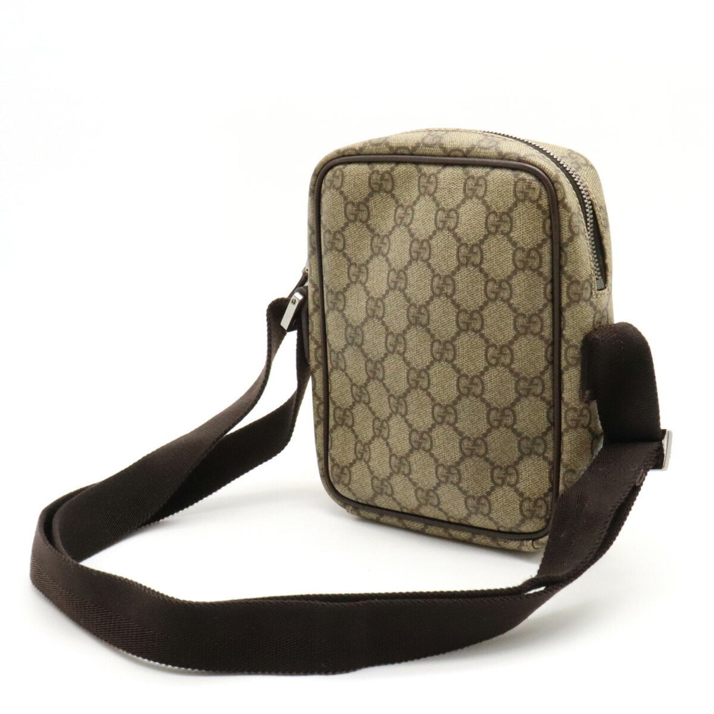 Gucci Beige Dark Brown Khaki Pvc Leather Pochette Shoulder Bag