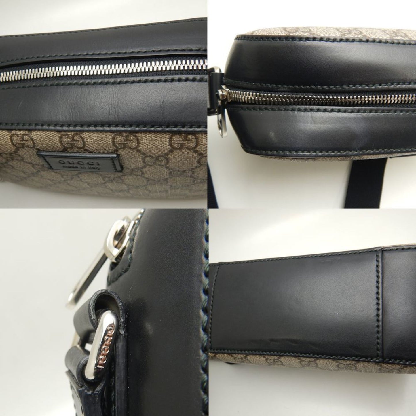 Gucci Beige Black Gg Supreme Canvas Shoulder Bag