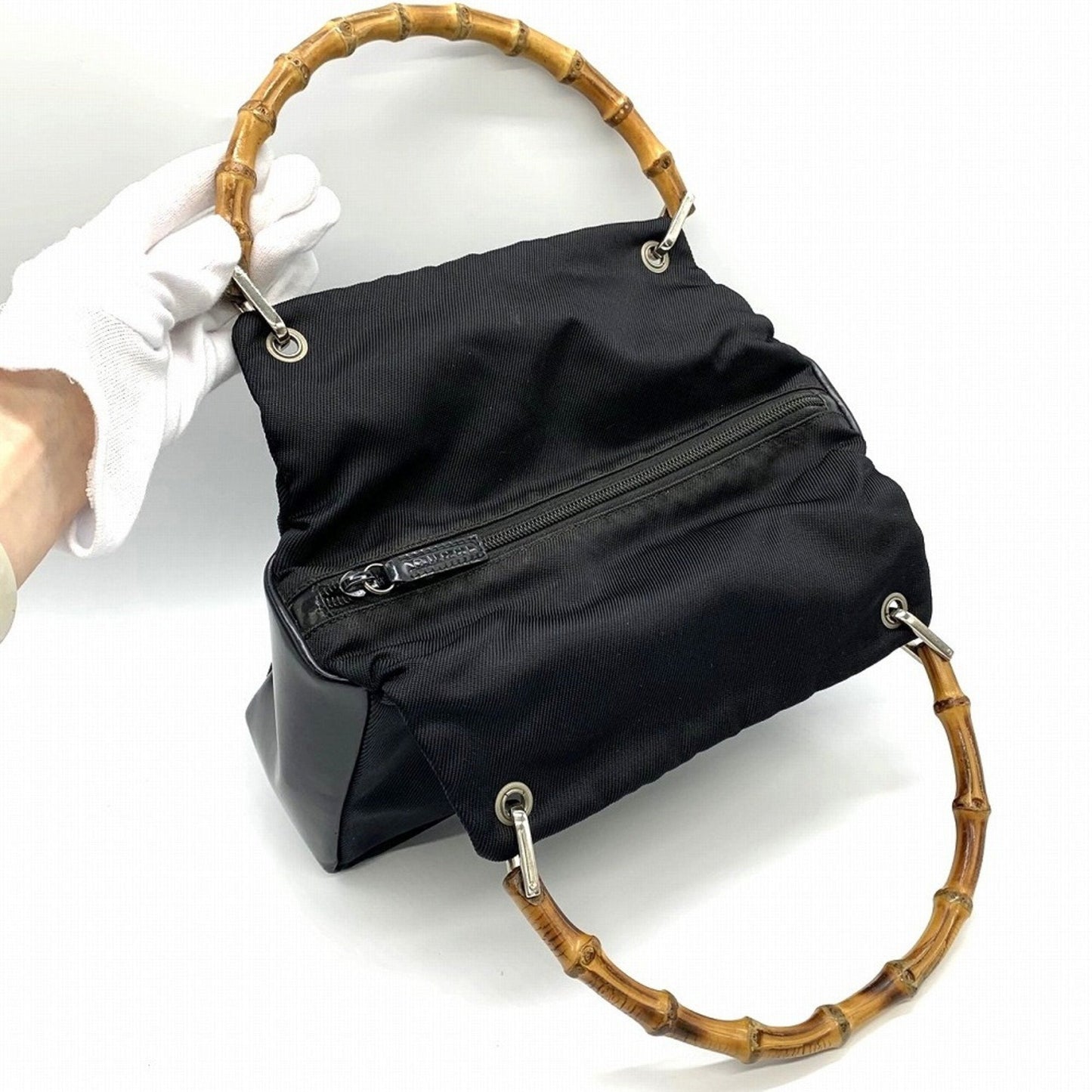 Gucci Bamboo Black Nylon Handbag