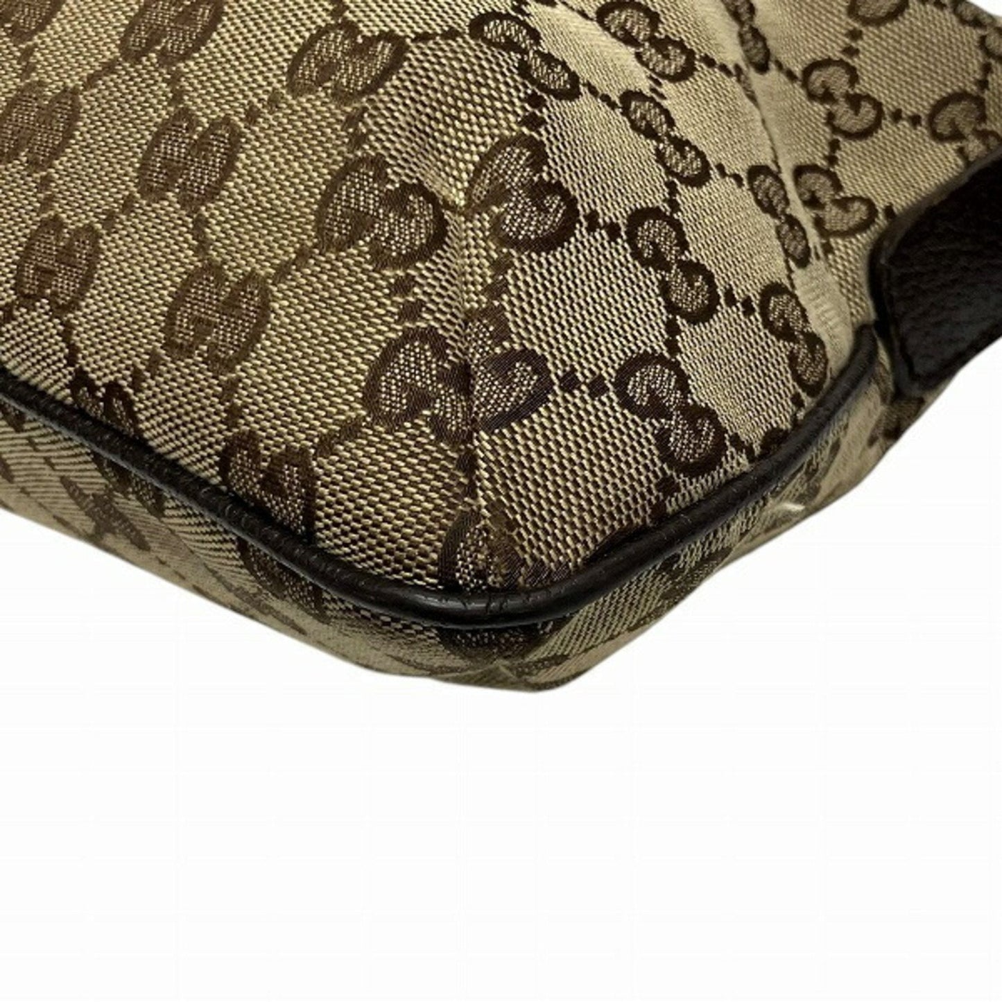 Gucci Brown Gg Canvas Leather Shoulder Bag