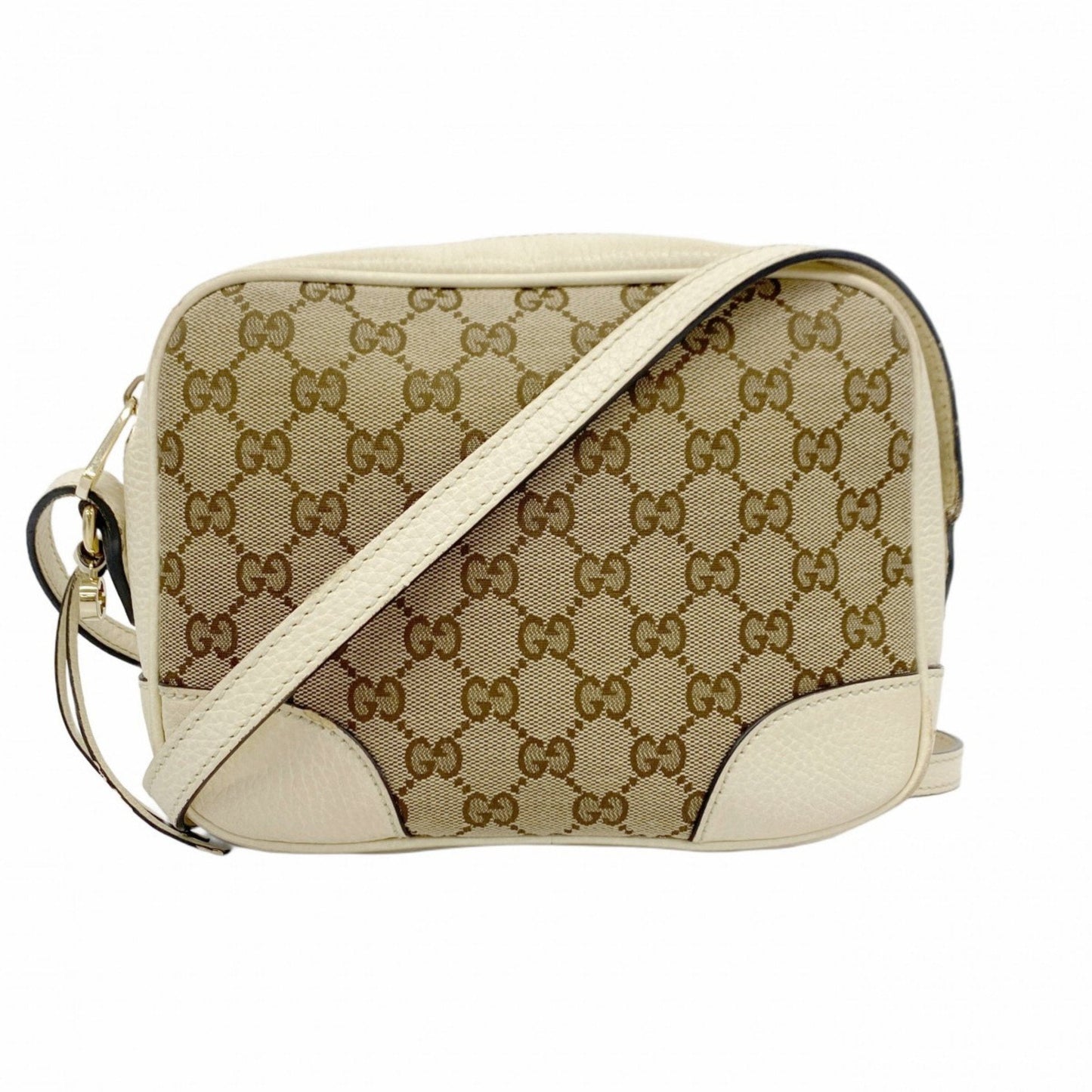 Gucci Brown White Canvas Shoulder Bag ()
