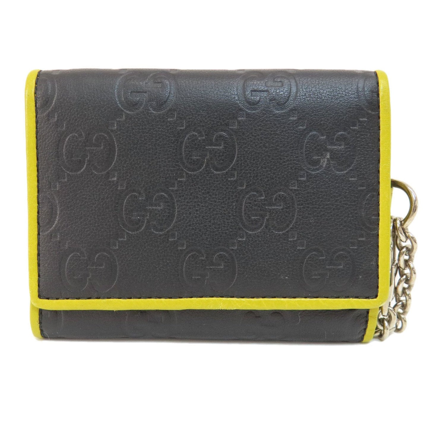 Gucci Black Yellow Leather Wallet (Bi-Fold)