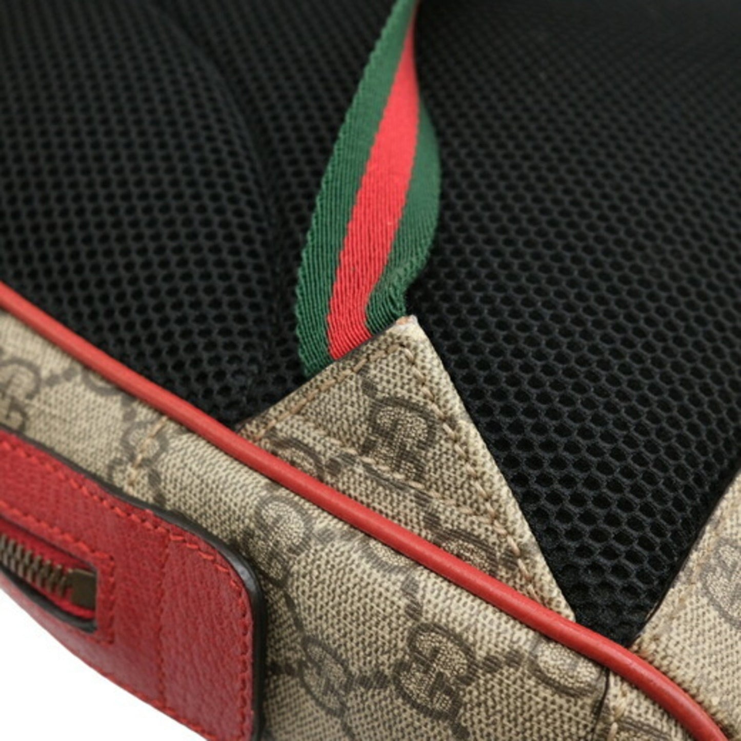 Gucci Beige Pink Red Color Gg Supreme Leather Backpack