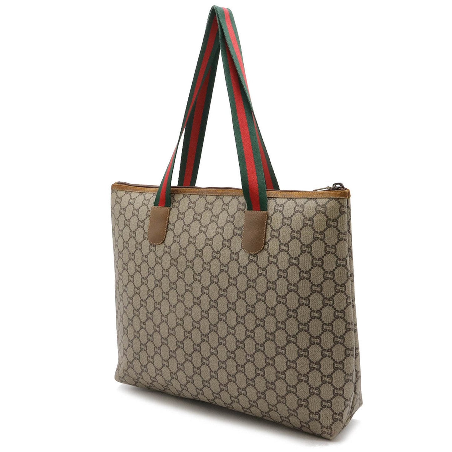 Gucci Beige Brown Green Red Color Pvc Leather Shoulder Bag Tote Bag