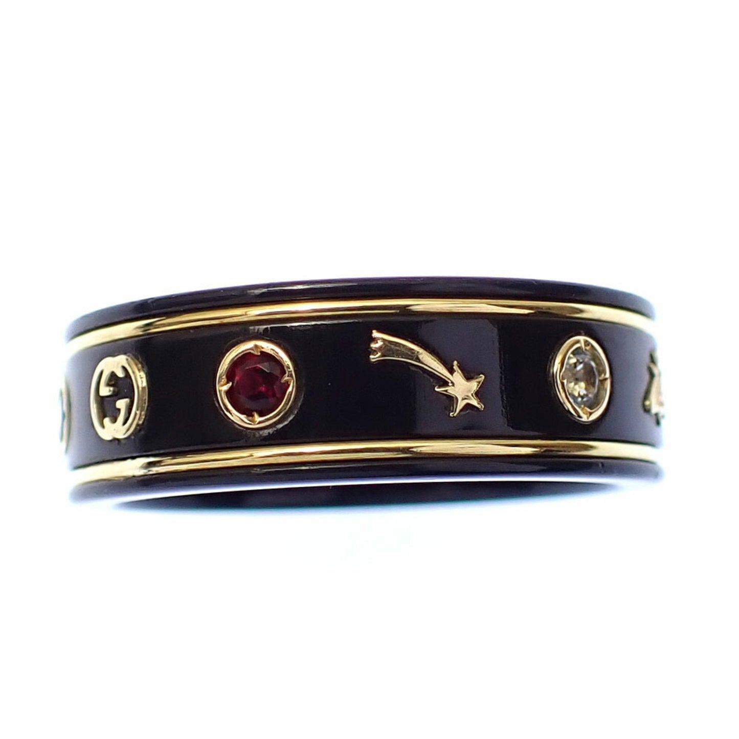 Gucci Icon Black Yellow Metal Band Ring