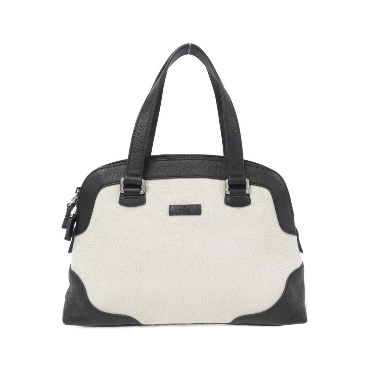 Gucci Dark Brown White Canvas Gg Leather Shoulder Bag