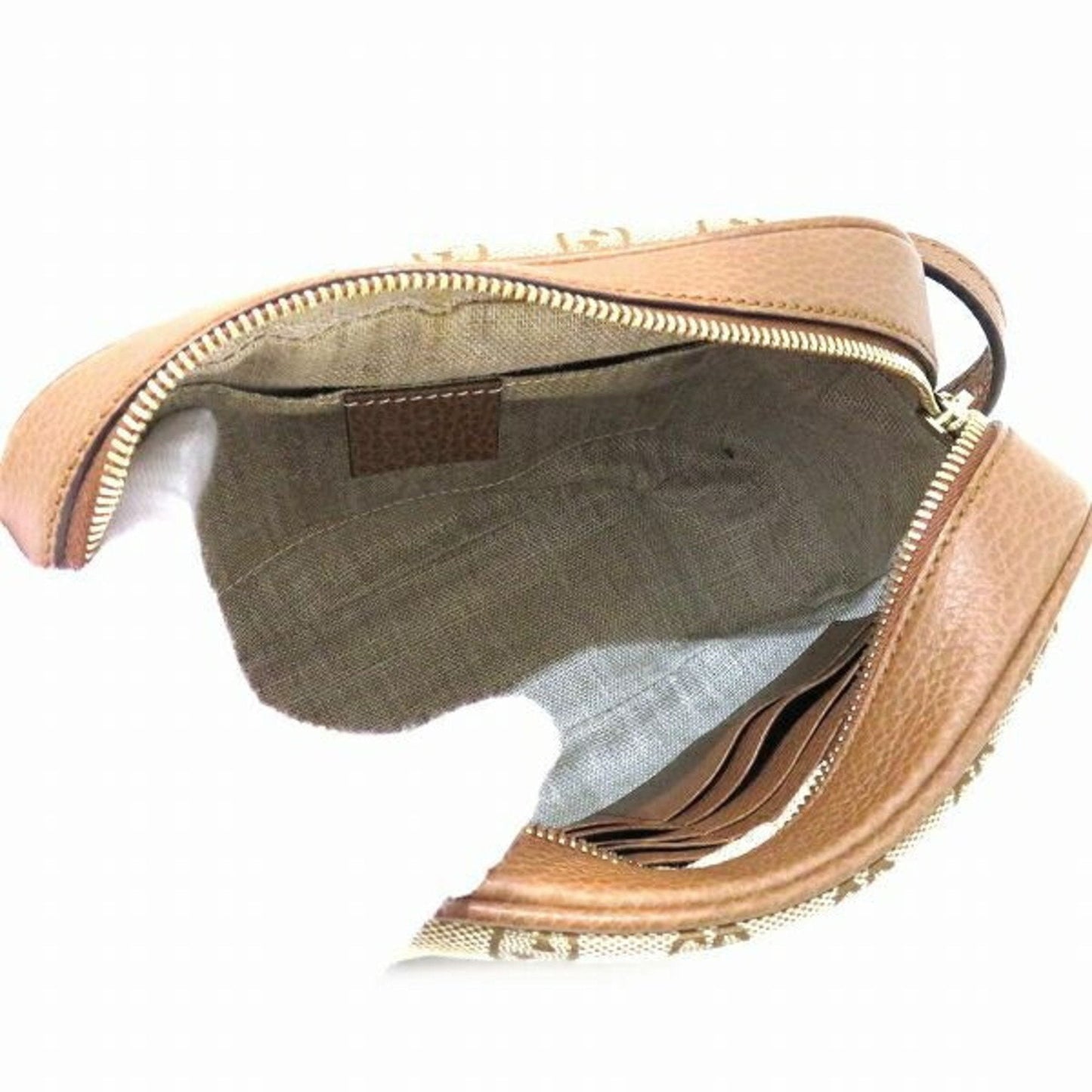 Gucci Brown Gg Canvas Leather Shoulder Bag