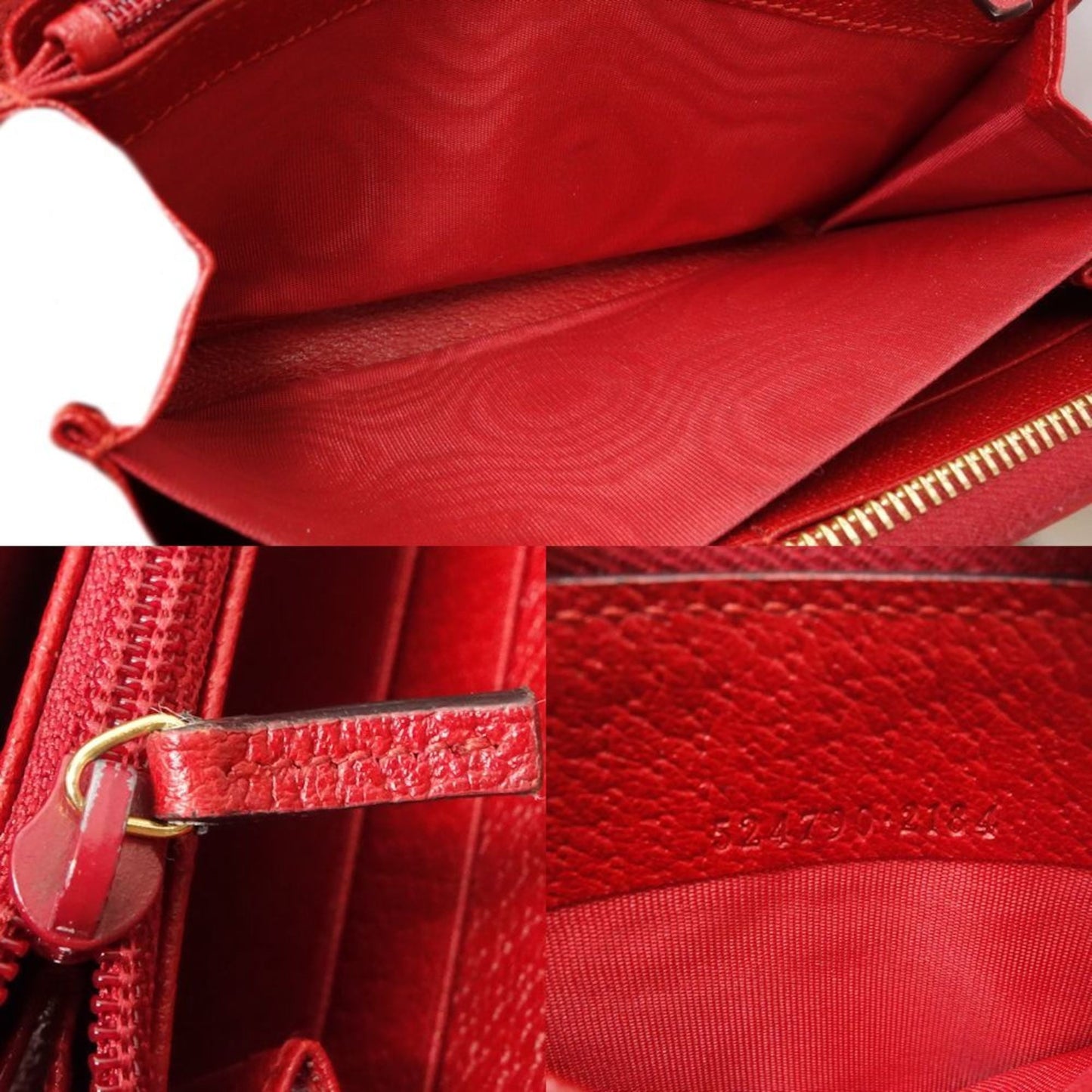 Gucci Blue Red Color White Canvas Leather Wallet (Bi-Fold)