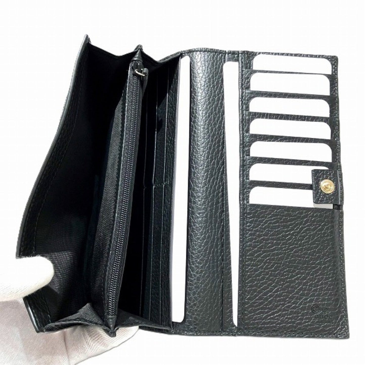 Gucci Black Leather Long Wallet (Bi-Fold)