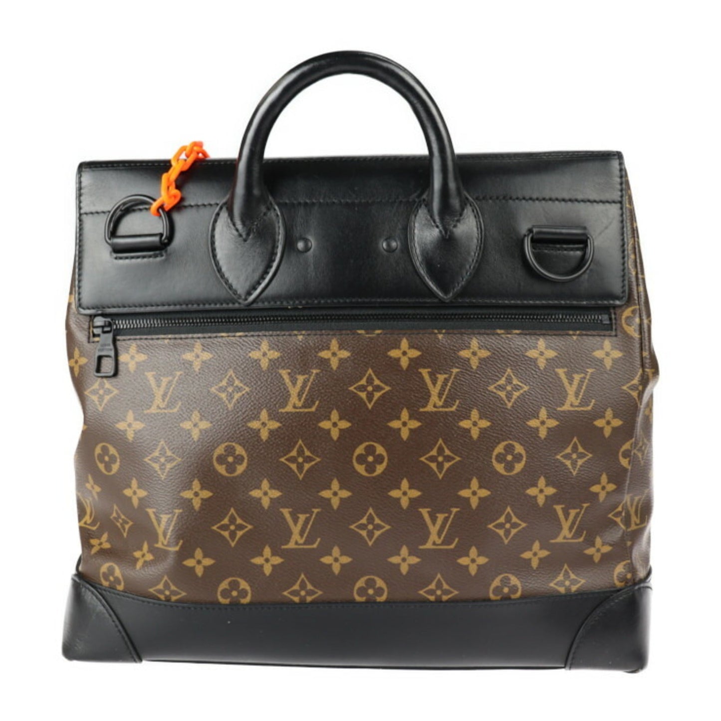 Louis Vuitton Black Brown Monogram Canvas Leather Handbag Shoulder Bag Tote Bag