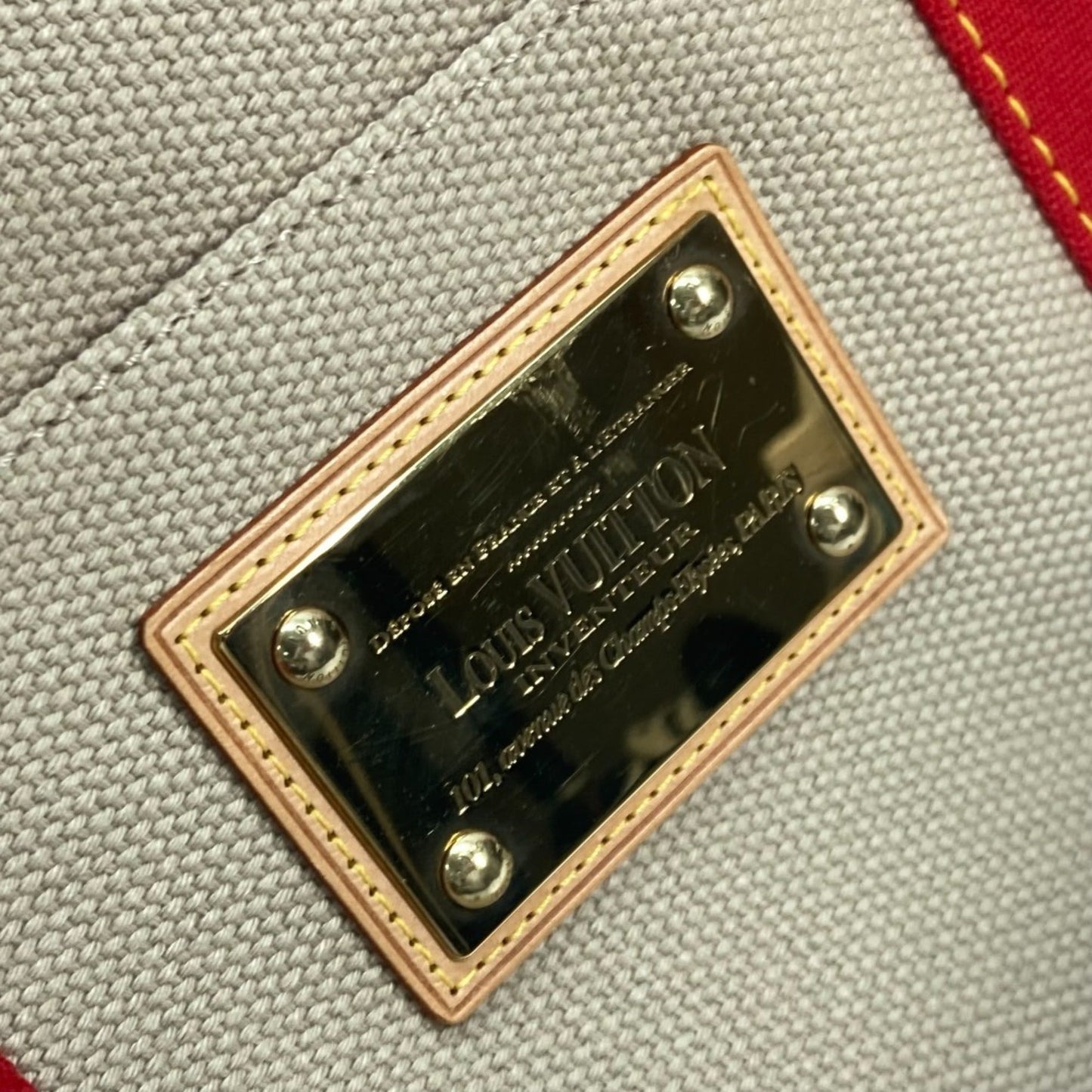 Louis Vuitton Beige Red Color Canvas Boston Bag Shoulder Bag