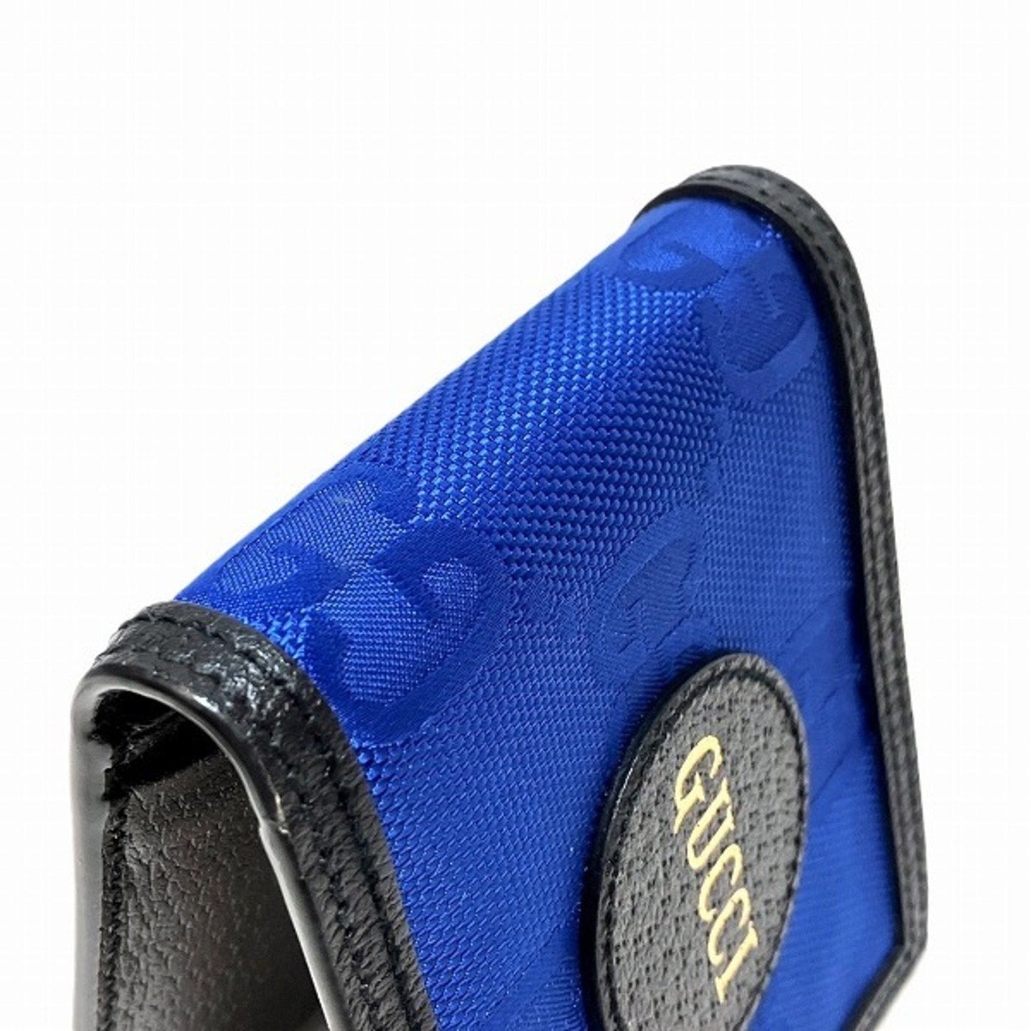 Gucci Black Blue Leather Nylon Wallet (Tri-Fold)